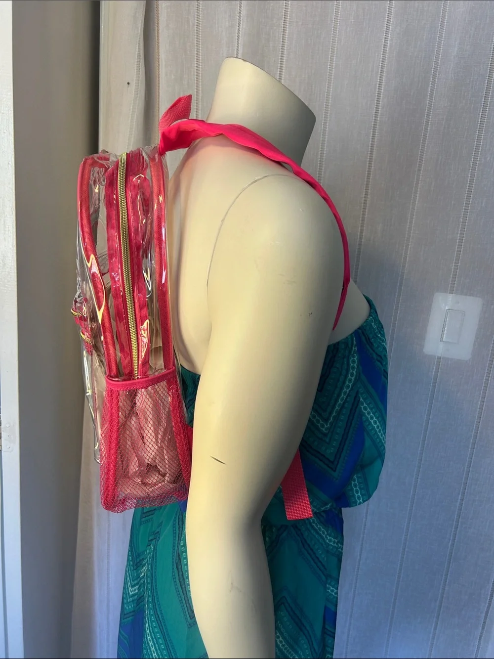 Clear Pink Trim Backpack